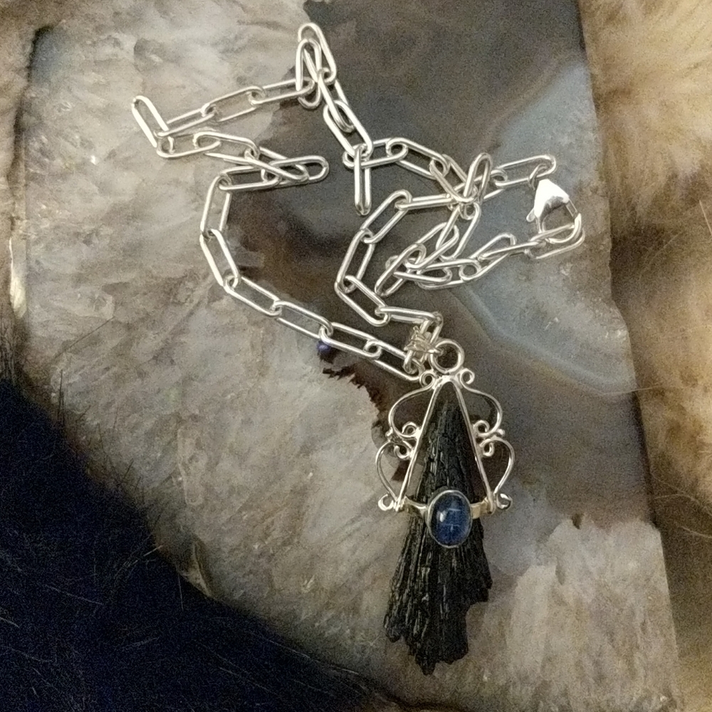 Black Kyanite 925 Silver Pendant
